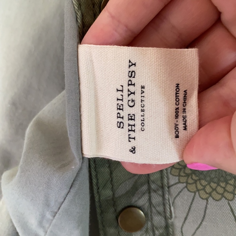 Spell Floral Embroidered Jacket in Olive Green - Picture 5 of 14